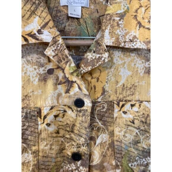 Christopher & Banks Top Womens Large Shacket Yellow Floral Button Front Linen - Picture 5 of 15